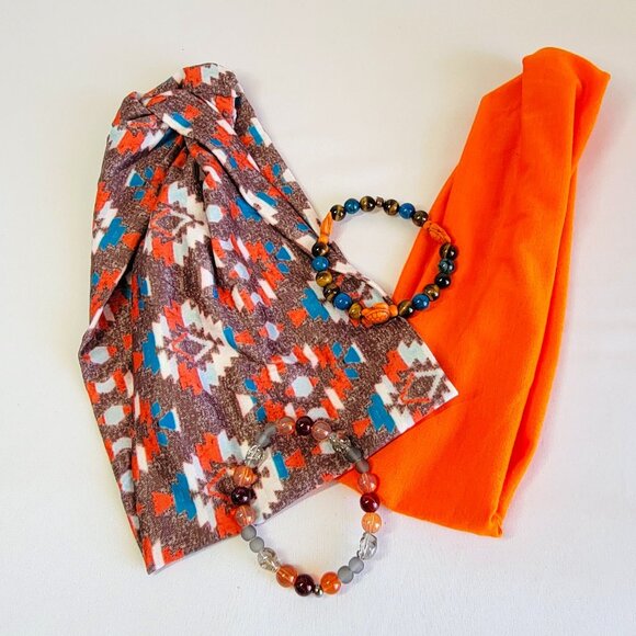 Multicolor And Brown Boho Headbands With Matching Bracelet Sets, Womens Size M main image 14